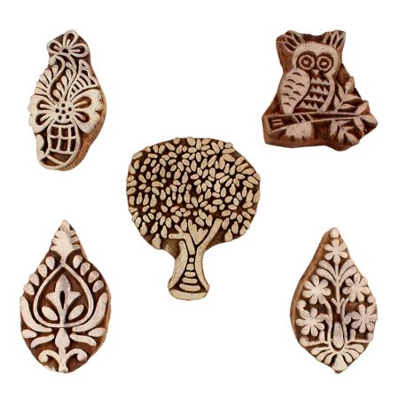 Set of 5 Piece New Mix Wooden Printing Blocks